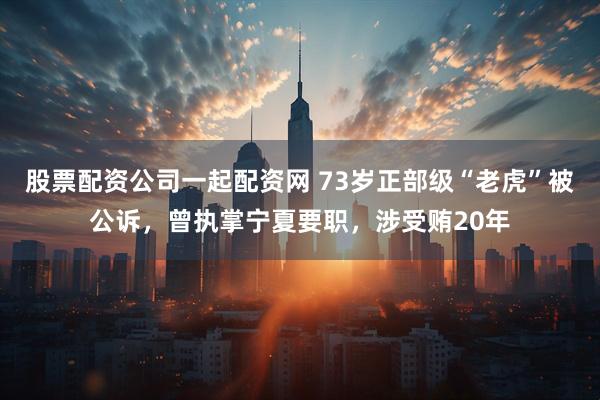 股票配资公司一起配资网 73岁正部级“老虎”被公诉，曾执掌宁夏要职，涉受贿20年